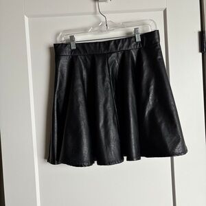 Black Faux Leather Circle Mini Skirt / Y2K / Dark Feminine / Fatale / Edgy Chic